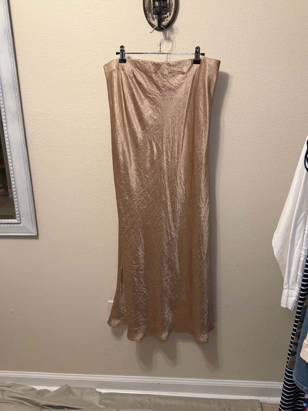 Esqualo Crushed Satin Skirt in Light Sand, Versatile, Easy to Style, Wedding
